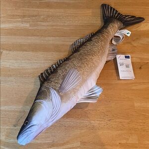Realistic Walleye Plush Toy - Brown/Gray Decorative Fish